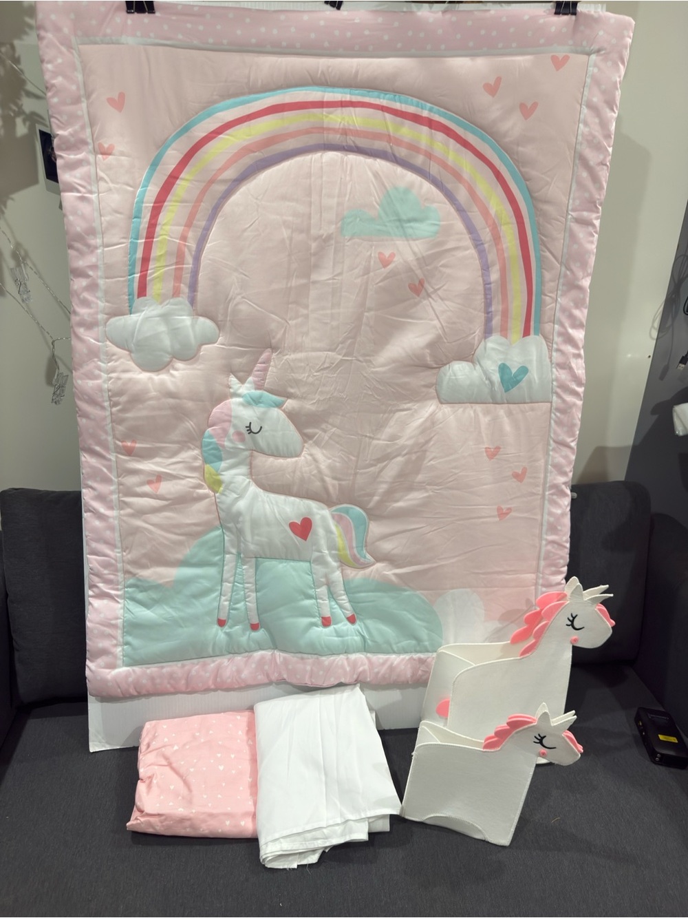 Patel Unicorn Rainbow Baby Crib Nursery bedding new see details